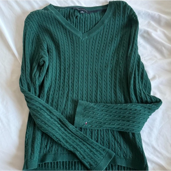 Tommy Hilfiger Green Cable Knit Sweater - Picture 1 of 2